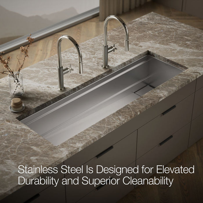 KOHLER K-37906 Synthos 57-3/4" undermount single-bowl kitchen sink, stainless steel - view 5