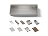 KOHLER K-37907-WAL Synthos 45-3/4" Undermount Single-bowl Workstation Kitchen Sink, Solid Wood Dark Walnut - 3/4 view of prod