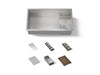 KOHLER K-37908-WAL Synthos 33-3/4" Undermount Single-bowl Workstation Kitchen Sink, Solid Wood Dark Walnut - 3/4 view of prod