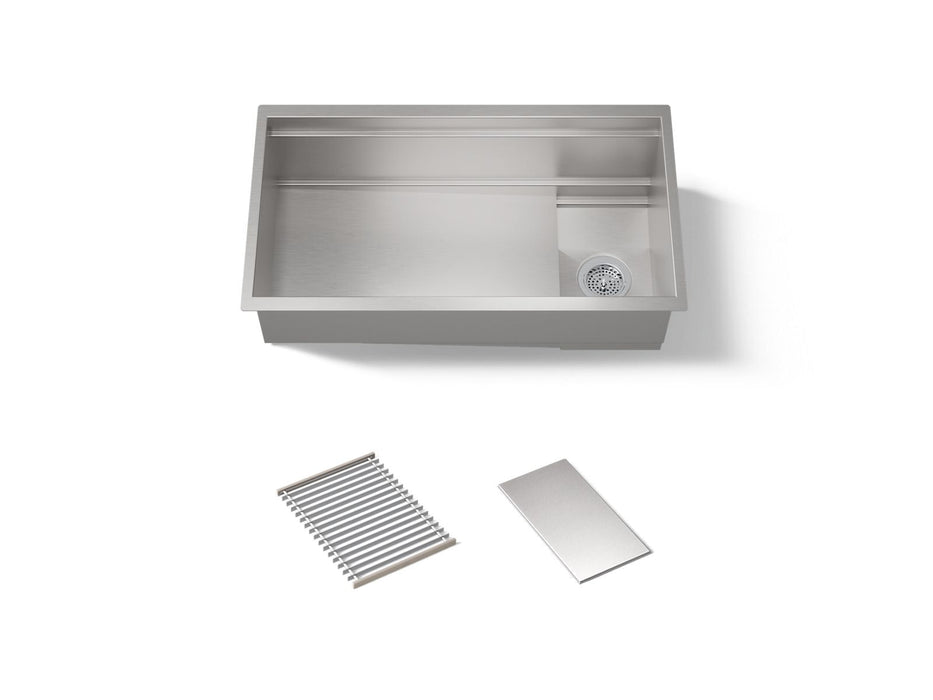 KOHLER K-37908 Synthos 33-3/4" undermount single-bowl kitchen sink, stainless steel