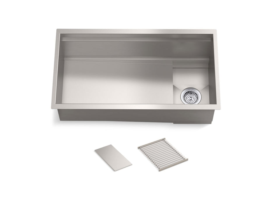 KOHLER K-37908 Synthos 33-3/4" undermount single-bowl kitchen sink, stainless steel - view 3