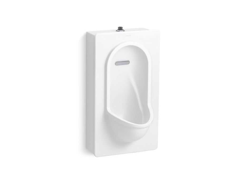 KOHLER K-38020-ET Portico Wall-hung Top Spud Urinal, 0.125 GPF, White - 3/4 view of product