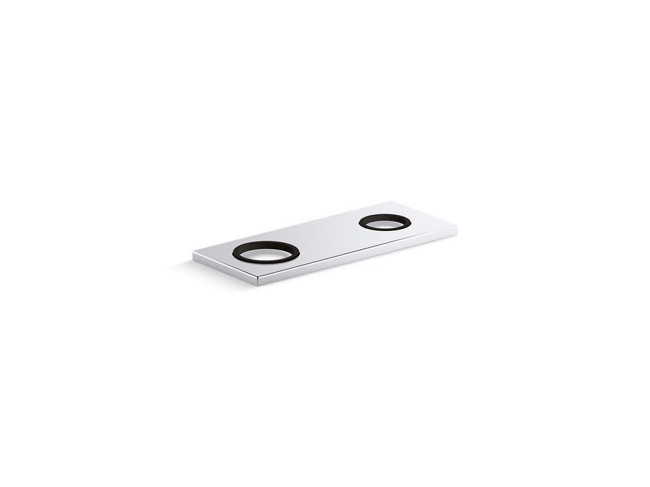 KOHLER K-38167 4" two-hole escutcheon plate for Insight and Kinesis lavatory faucets and soap dispensers, polished chrome