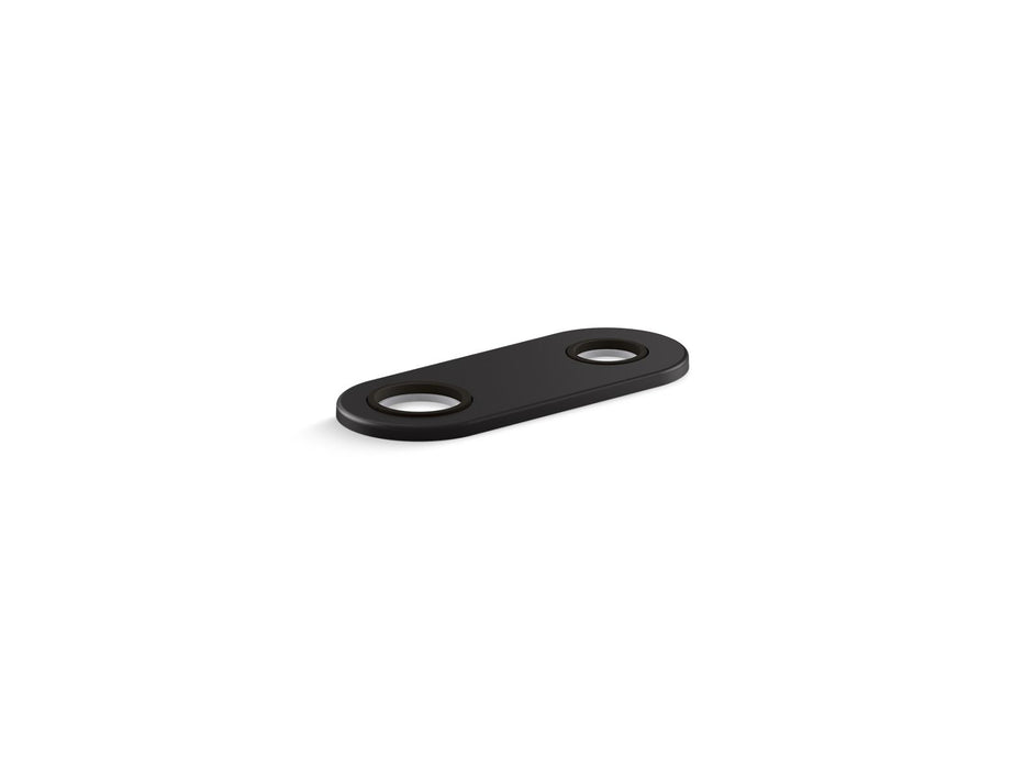 KOHLER K-38169 4" two-hole escutcheon plate for Insight and Kinesis lavatory faucets and soap dispensers, matte black