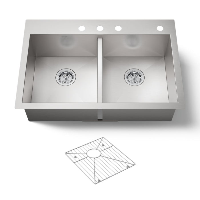 KOHLER K-3820-4 Vault 33" top-/undermount double-bowl kitchen sink
