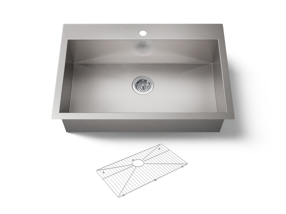 KOHLER K-3821-1 Vault 33" top-/undermount single-bowl kitchen sink, stainless steel