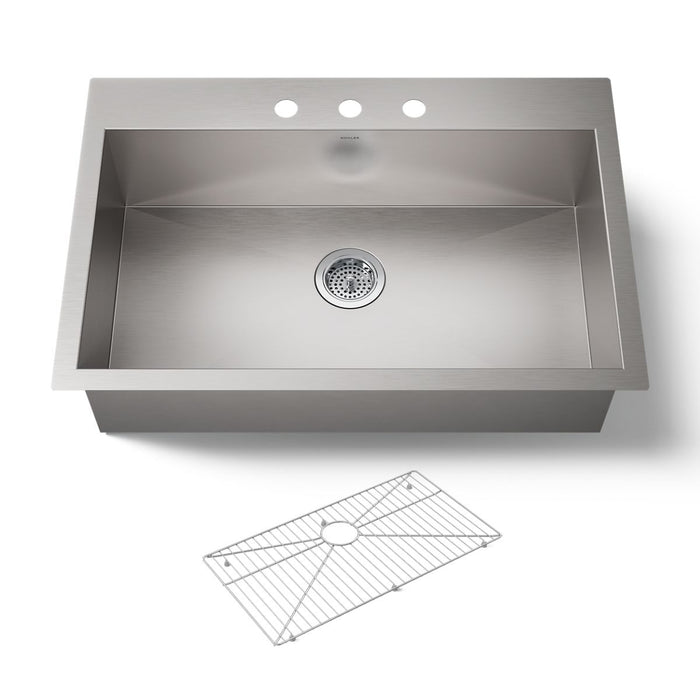 KOHLER K-3821-3 Vault 33" top-/undermount single-bowl kitchen sink, stainless steel - view 5