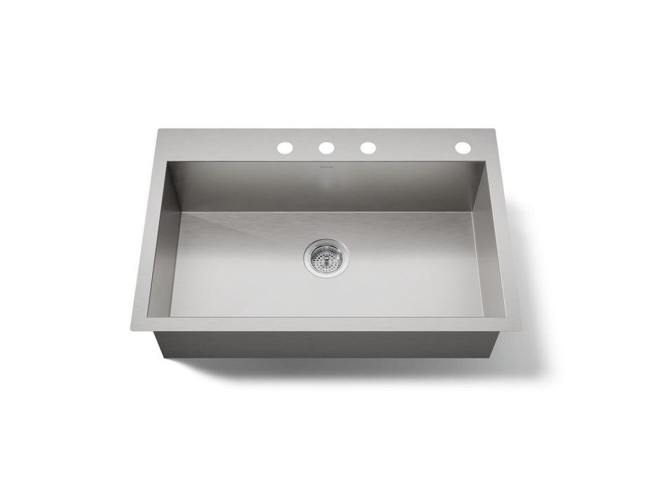 KOHLER K-3821-4 Vault 33" top-/undermount single-bowl kitchen sink, stainless steel