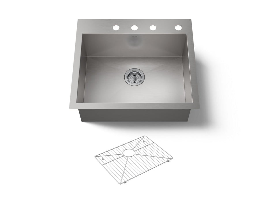 KOHLER K-3822-4 Vault 25" top-/undermount single-bowl kitchen sink, stainless steel