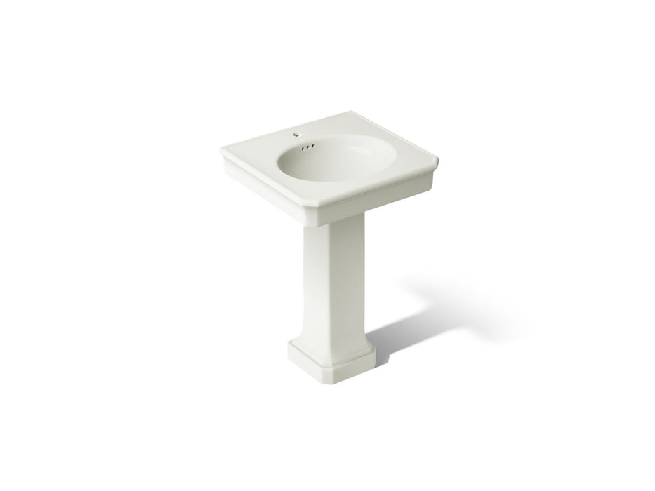 KOHLER K-38227-1 Claude 24" Rectangular Pedestal Bathroom Sink, Dune - 3/4 view of product