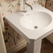 KOHLER K-38227-1 Claude 24" Rectangular Pedestal Bathroom Sink, Dune - Shows close up detail of product in room