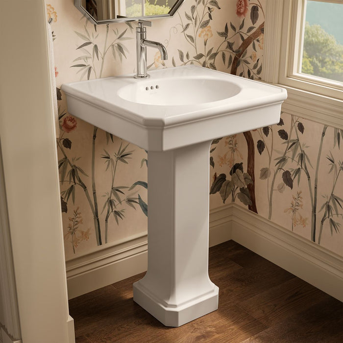 KOHLER K-38227-1 Claude 24" Rectangular Pedestal Bathroom Sink, Dune - image focused on single product story