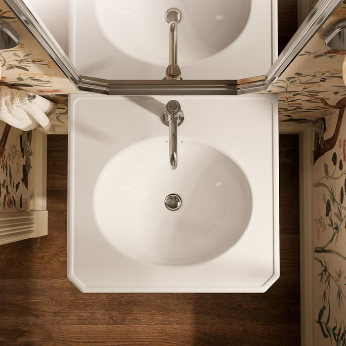 KOHLER K-38227-1 Claude 24" Rectangular Pedestal Bathroom Sink, Dune - View of products in room from above