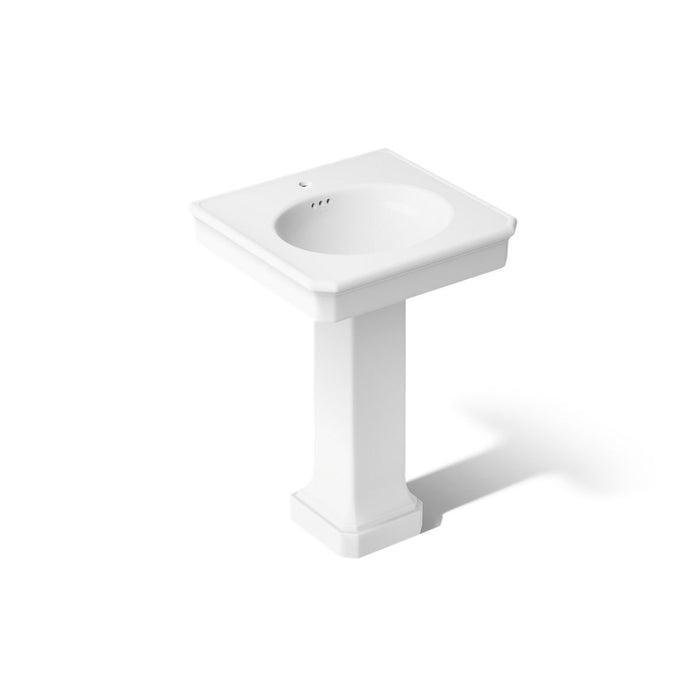 KOHLER K-38227-1 Claude 24" Rectangular Pedestal Bathroom Sink, White - 3/4 view of product