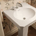 KOHLER K-38227-8 Claude 24" Rectangular Pedestal Bathroom Sink, Dune - Shows close up detail of product in room