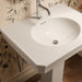 KOHLER K-38228-1 Claude 30" Rectangular Pedestal Bathroom Sink, Dune - Shows close up detail of product in room