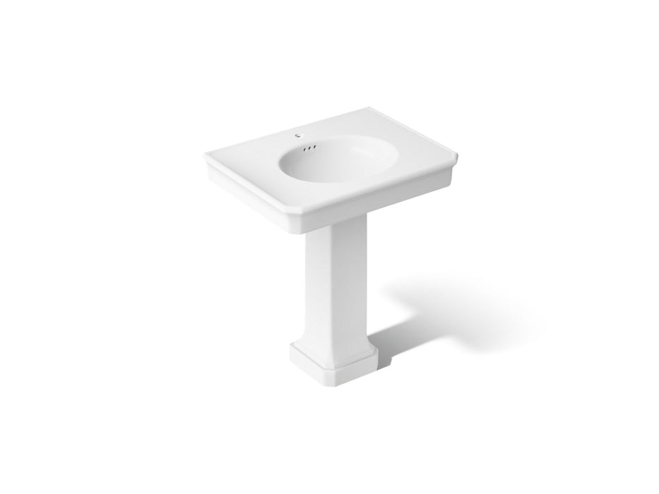 KOHLER K-38228-1 Claude 30" Rectangular Pedestal Bathroom Sink, White - 3/4 view of product