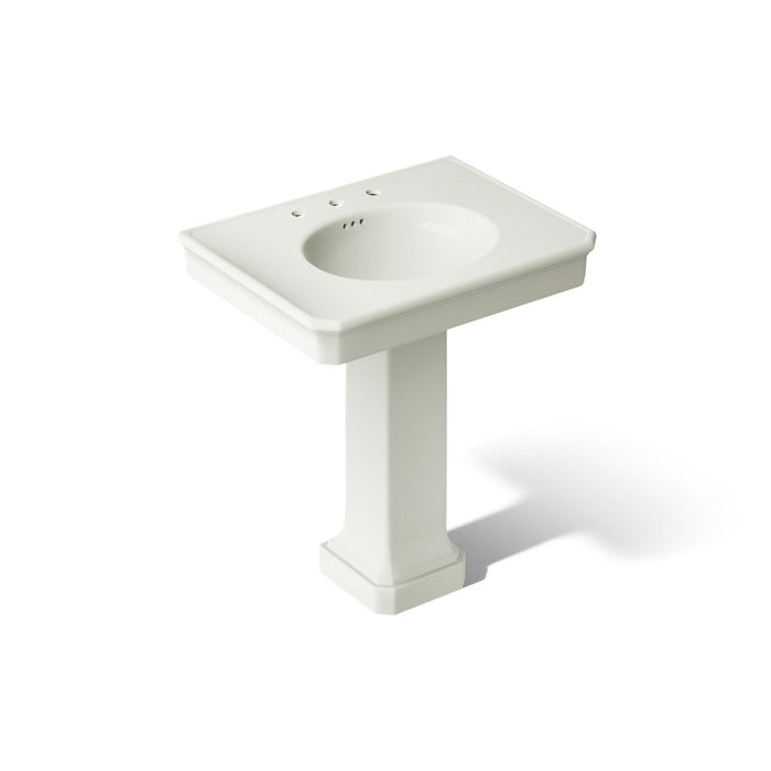 KOHLER K-38228-8 Claude 30" Rectangular Pedestal Bathroom Sink, Dune - 3/4 view of product