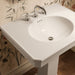 KOHLER K-38228-8 Claude 30" Rectangular Pedestal Bathroom Sink, Dune - Shows close up detail of product in room