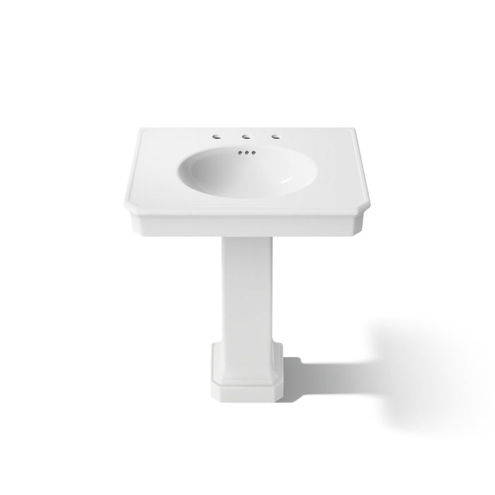 KOHLER K-38228-8 Claude 30" Rectangular Pedestal Bathroom Sink, White - Detail image of a product feature