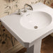 KOHLER K-38228-8 Claude 30" Rectangular Pedestal Bathroom Sink, White - Shows close up detail of product in room