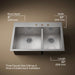 KOHLER K-3823-3 Vault 33" top-/undermount double-bowl kitchen sink, stainless steel - view 5