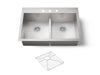 KOHLER K-3838-3 Vault Smart Divide 33" top-/undermount double-bowl kitchen sink, stainless steel