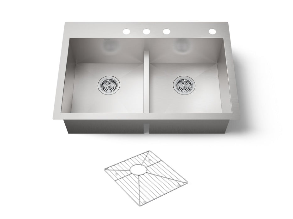 KOHLER K-3838-4 Vault Smart Divide 33" top-/undermount double-bowl kitchen sink