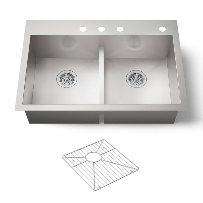 KOHLER K-3838-4 Vault Smart Divide 33" top-/undermount double-bowl kitchen sink