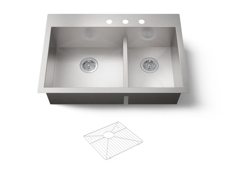 KOHLER K-3839-3 Vault Smart Divide 33" top-/undermount double-bowl kitchen sink