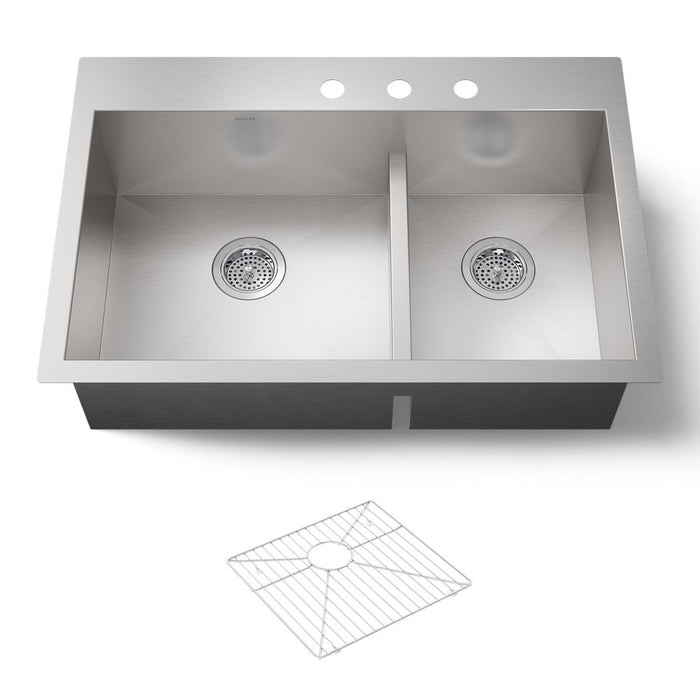 KOHLER K-3839-3 Vault Smart Divide 33" top-/undermount double-bowl kitchen sink