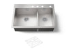 KOHLER K-3839-4 Vault Smart Divide 33" top-/undermount double-bowl kitchen sink, stainless steel