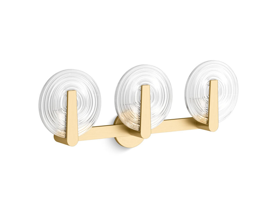 KOHLER K-38398-SC03S Hint Three-light sconce, brushed moderne brass