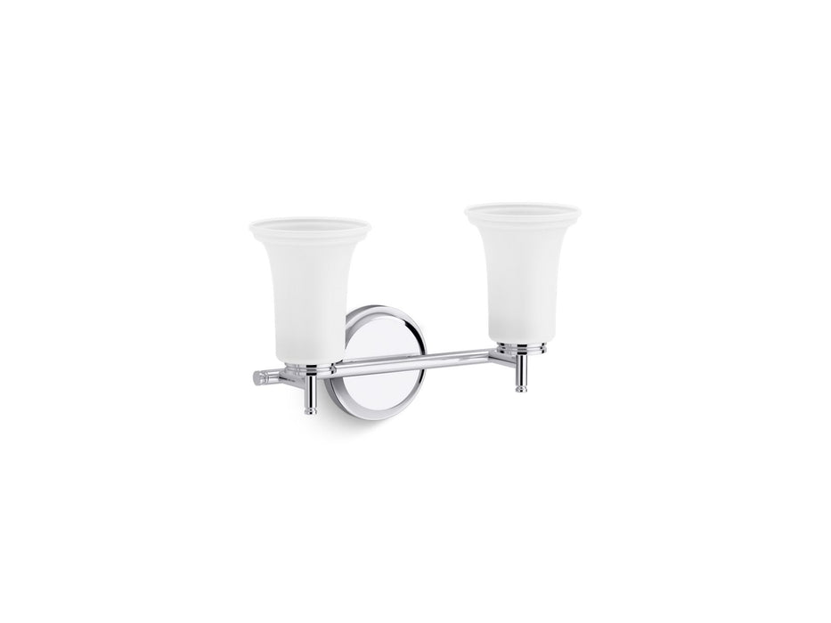 KOHLER K-38405-SC02 Bellera Two-light sconce with frosted shades, polished chrome