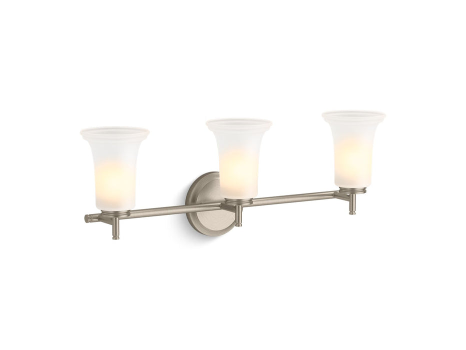 KOHLER K-38406-SC03 Bellera Three-light sconce with frosted shades, brushed nickel