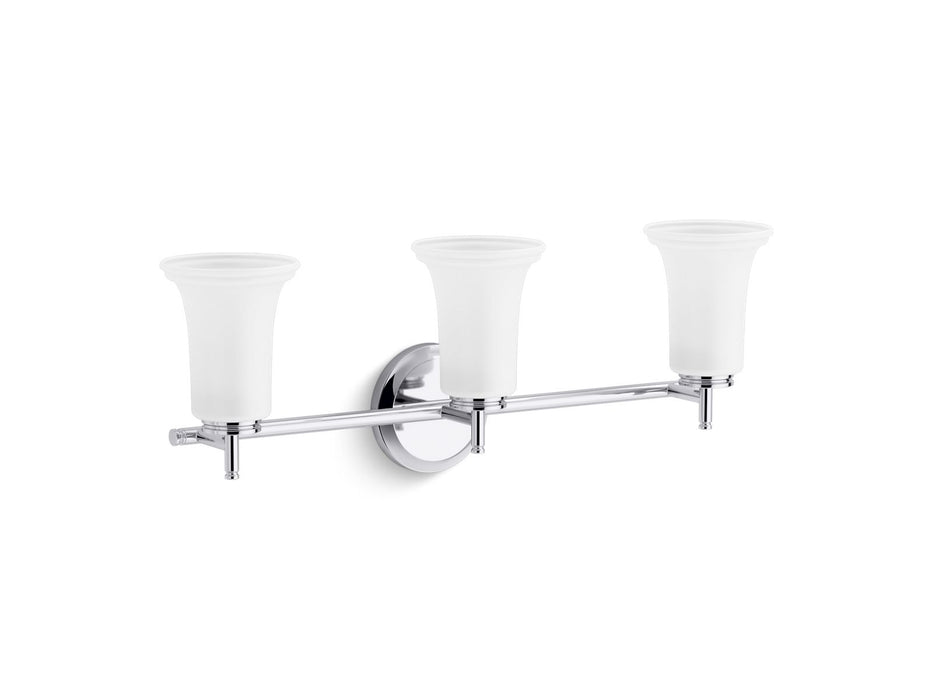 KOHLER K-38406-SC03 Bellera Three-light sconce with frosted shades, polished chrome