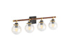 KOHLER K-38415-SC04 Holt Four-light sconce, matte black with brushed moderne brass - view 2