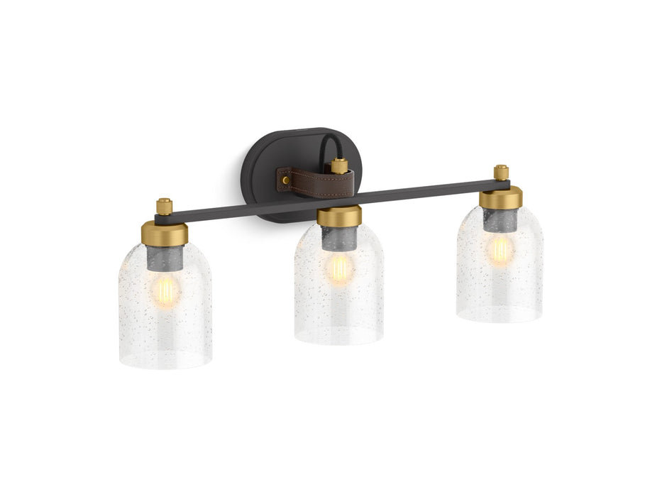 KOHLER K-38418-SC03 Tannage Three-light sconce, matte black with brushed moderne brass - view 2