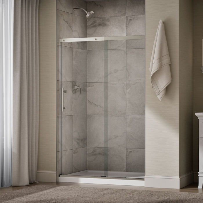 KOHLER K-39256-6L Elate 44-5/8"-47-5/8" W x 70-1/2" H Sliding Shower Door with 1/4"-thick Crystal Clear Glass, Anodized Brush
