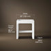 3/4 view of product with dimensions