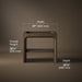 3/4 view of product with dimensions