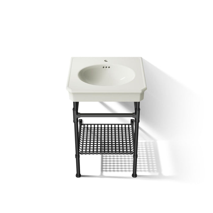 KOHLER K-39303-1 Claude 24" Rectangular Console Table Bathroom Sink, Dune with Matte Black - Detail image of a product featur