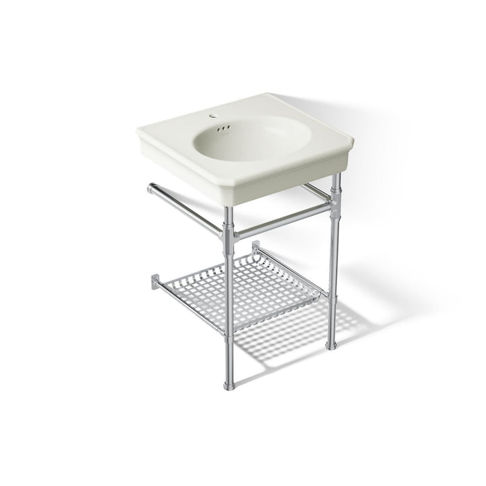 KOHLER K-39303-1 Claude 24" Rectangular Console Table Bathroom Sink, Dune with Polished Chrome - 3/4 view of product