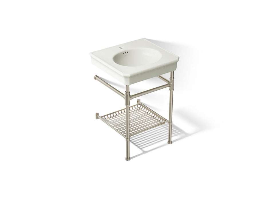KOHLER K-39303-1 Claude 24" Rectangular Console Table Bathroom Sink, Vibrant Brushed Nickel - 3/4 view of product