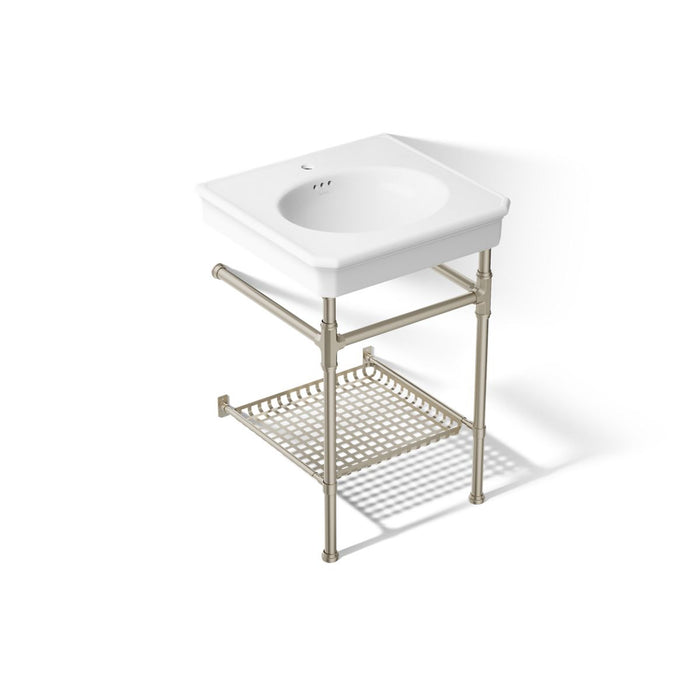 KOHLER K-39303-1 Claude 24" Rectangular Console Table Bathroom Sink, White with Brushed Nickel - 3/4 view of product