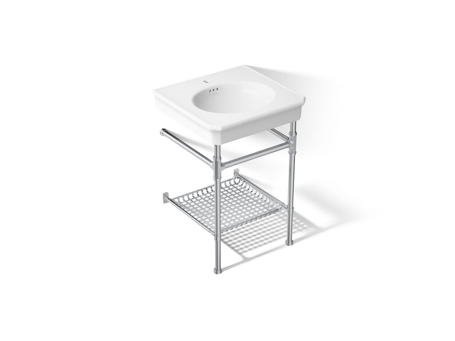 KOHLER K-39303-1 Claude 24" Rectangular Console Table Bathroom Sink, White with Polished Chrome - 3/4 view of product