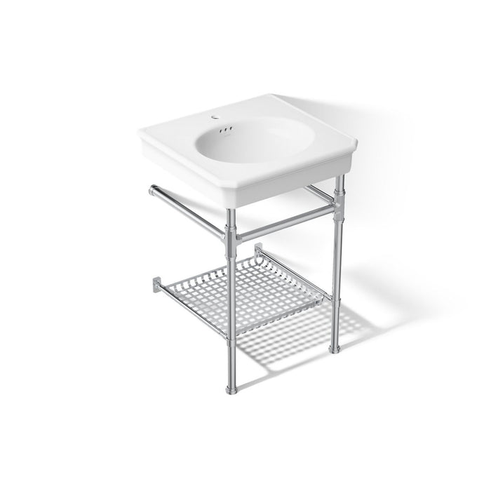 KOHLER K-39303-1 Claude 24" Rectangular Console Table Bathroom Sink, White with Polished Chrome - 3/4 view of product