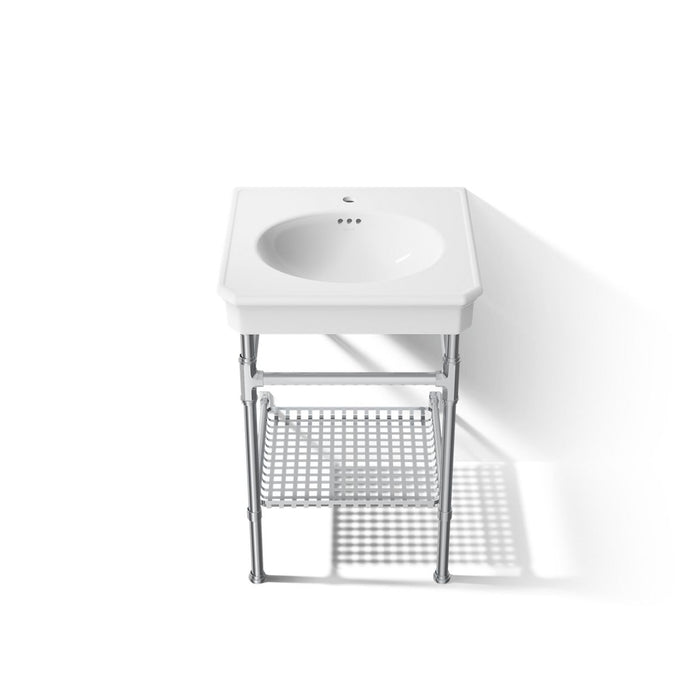 KOHLER K-39303-1 Claude 24" Rectangular Console Table Bathroom Sink, White with Polished Chrome - Detail image of a product f