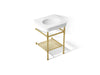 KOHLER K-39303-1 Claude 24" Rectangular Console Table Bathroom Sink, White with Vibrant Brushed Moderne Brass - 3/4 view of p