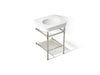 KOHLER K-39303-1 Claude 24" Rectangular Console Table Bathroom Sink, White with Vibrant Polished Nickel - 3/4 view of product